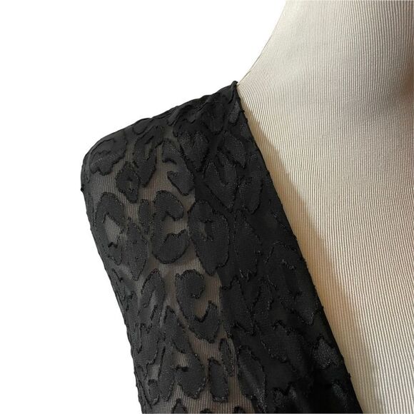 IRO Black Peplum Burnout Devore Leopard Pattern V Neck Dress - Size 2 - Picture 4 of 6